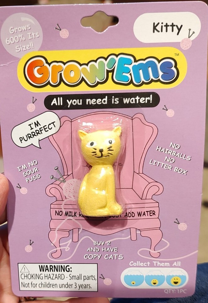 2 GROW ‘EMS – Teddy Bear & Kitty Cat – Grows 600% in Water – New Sealed Packages