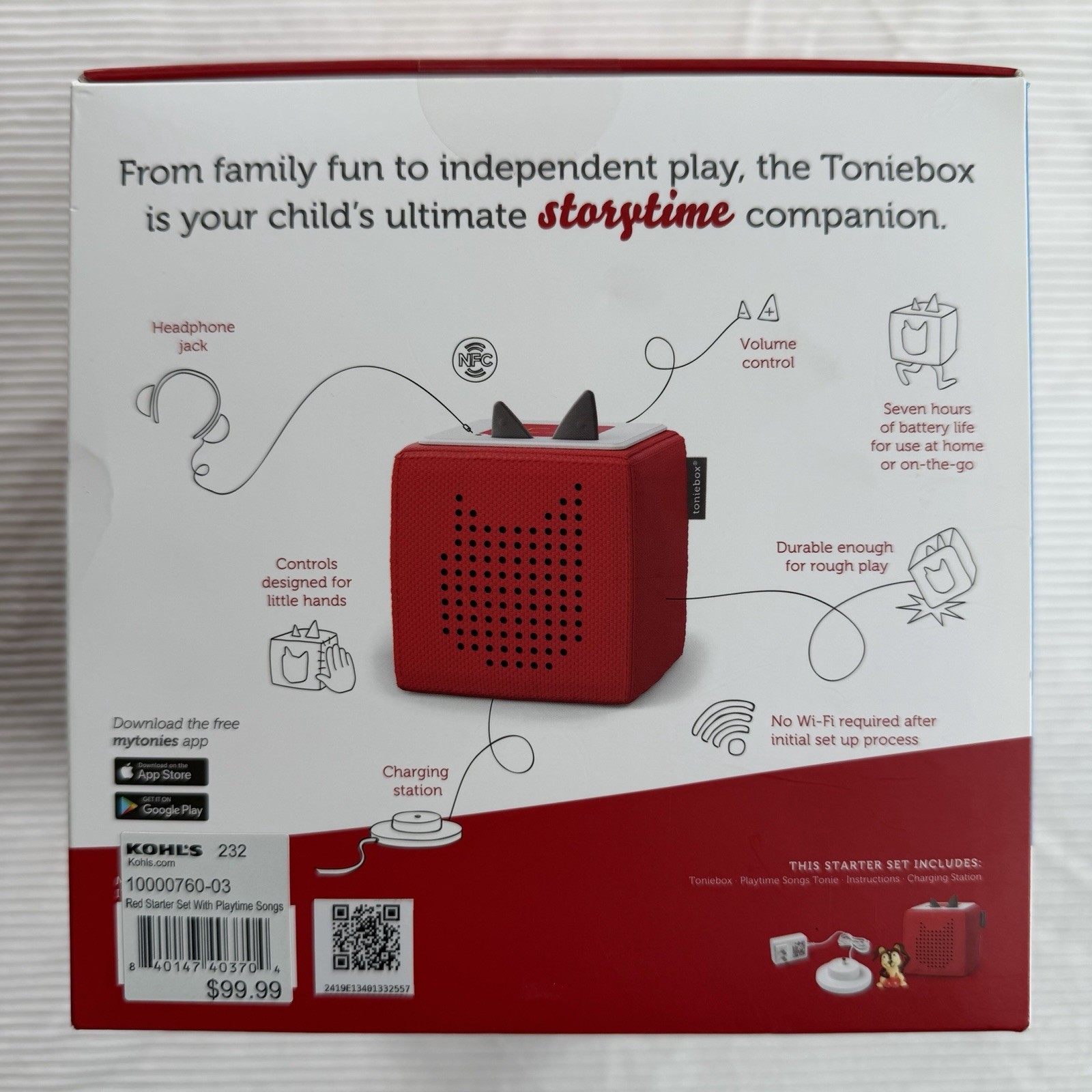Tonies Toniebox Red Audio Starter Set Playtime Songs and Story Time Teller NIB