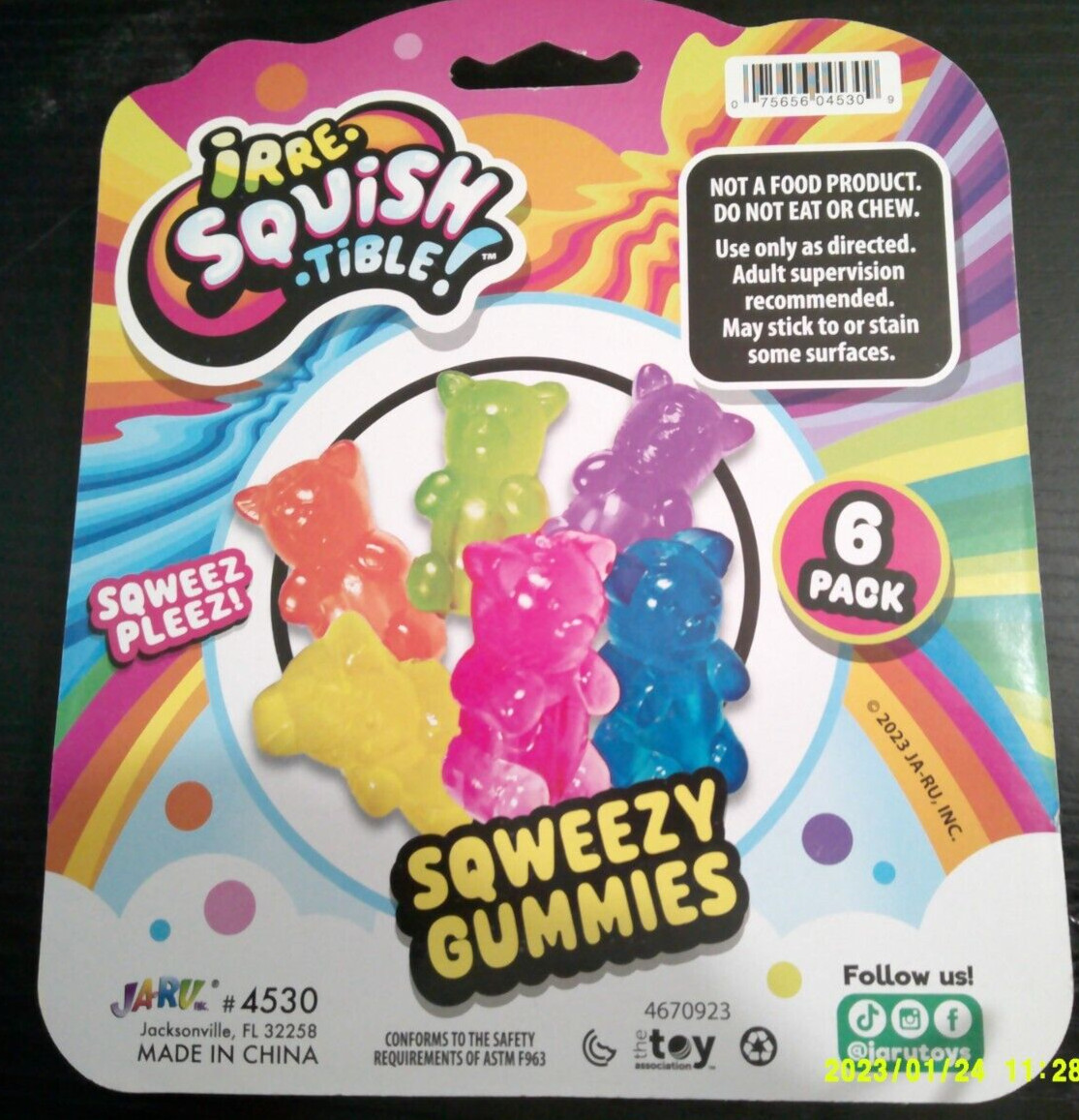 NEW 6 pc sqweezy squishy sensory fidget gummy bear toys pencil toppers NOT CANDY