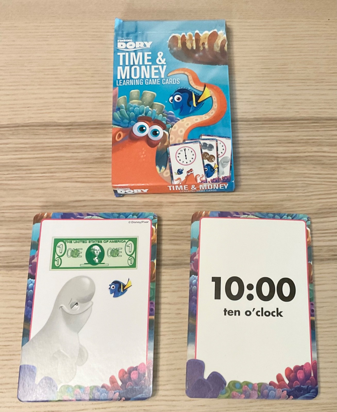 Rare HTF Disney Finding Dory Nemo Time & Money Learning Game Cards 36 Flashcard