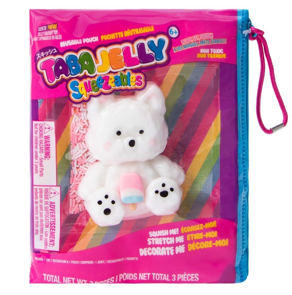Taba Jelly Squeezeables White Dog Squishy, Penny Puppy Squishi Squeeze Toy USA
