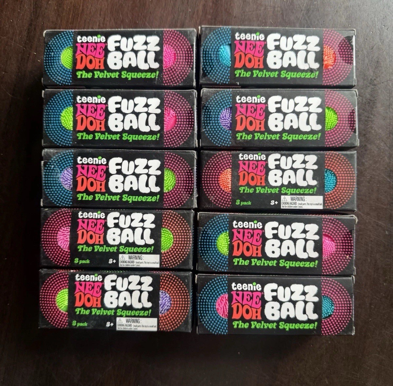 LOT OF 10 NeeDoh Teenie Fuzz Balls 3 Pack Lot Mini Nee Doh Multi Color