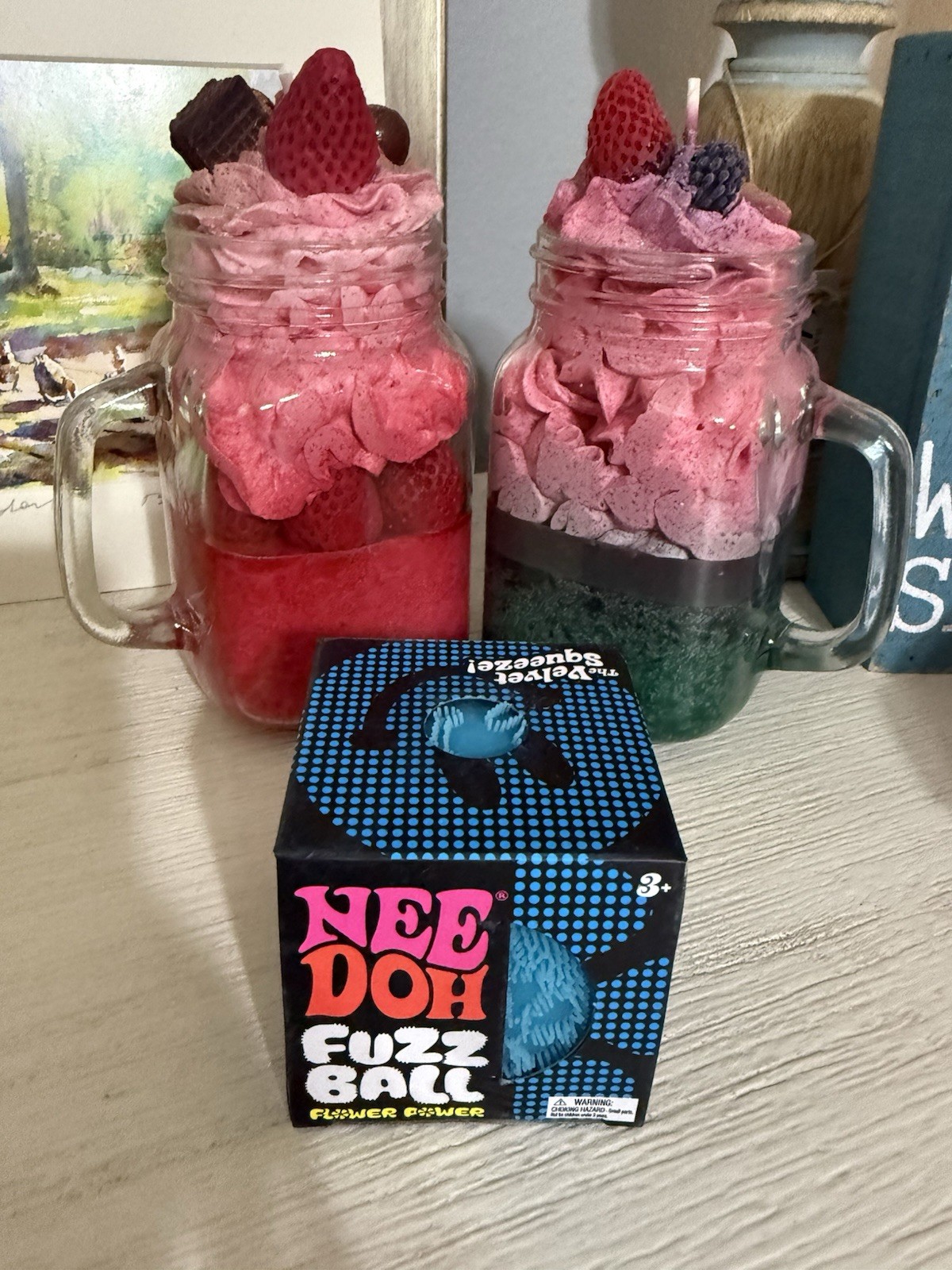 BLUE Needoh FUZZ BALL Flower Power Nee Doh Squishy NEE-DOH Fuzzball AUTHENTIC US