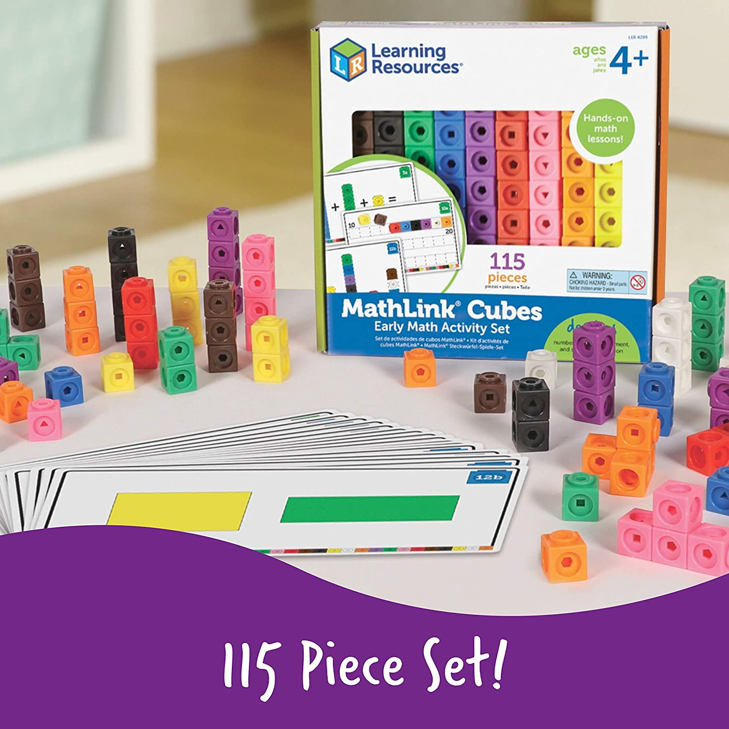 Mathlink Cubes Early Math Activity Set – 115 Pieces, Ages 4+, Classroom Must Hav