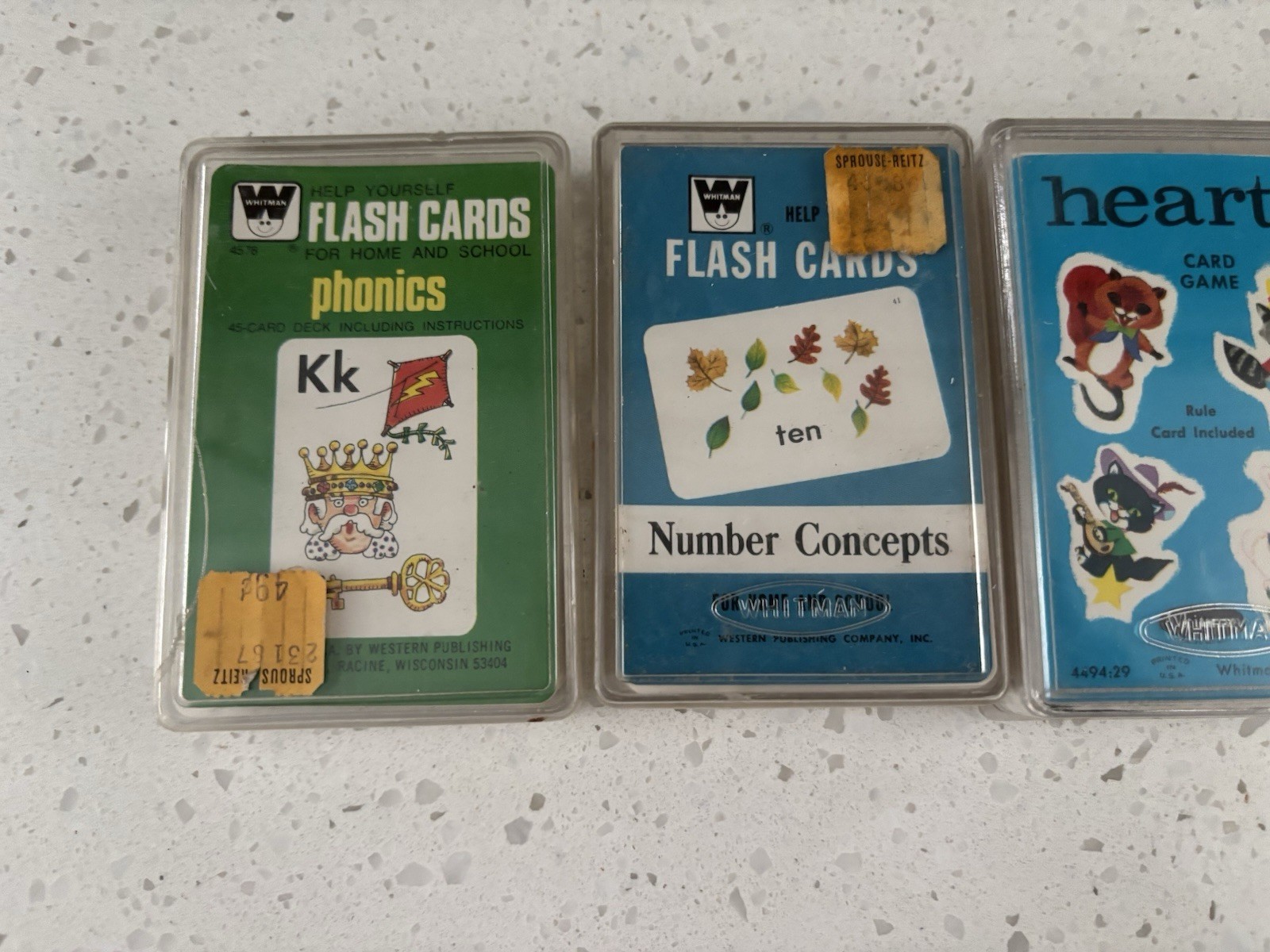 Vintage Whitman Phonics Flashcards & Card Games w/ Plastic Cases