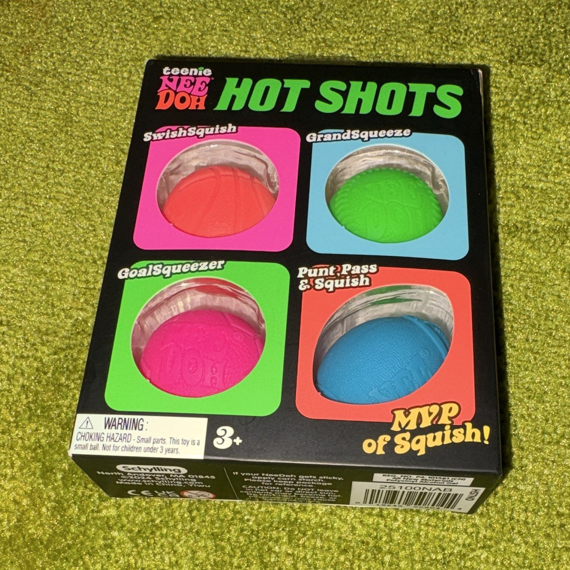 Teenies Nee Doh Hot Shots Squishy Squeeze Balls, 4 Pack Multicolor, Ages 3+