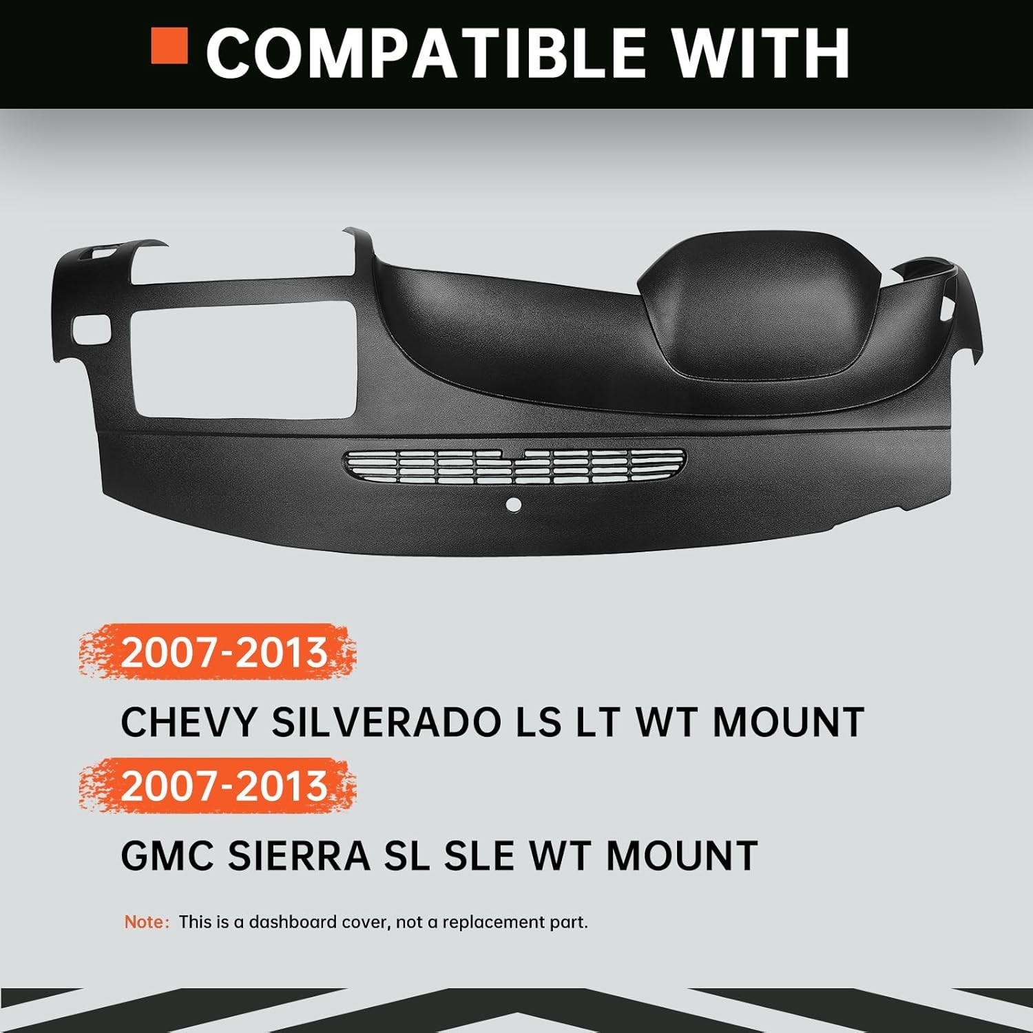 Dash Board Cover Compatible with 2007-2013 Chevy Silverado LS LT WT GMC Sierra S