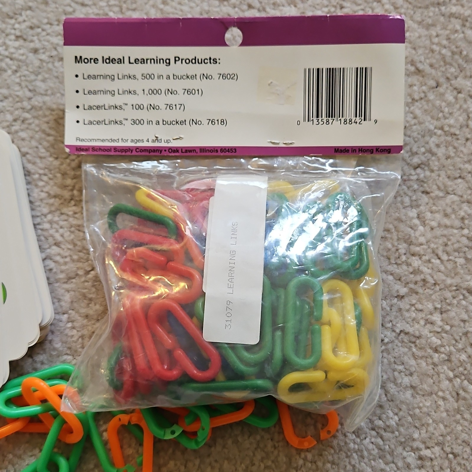 Ideal School Supply Company Learning Links 100 Plastic Links Math Cards Ages 4-7
