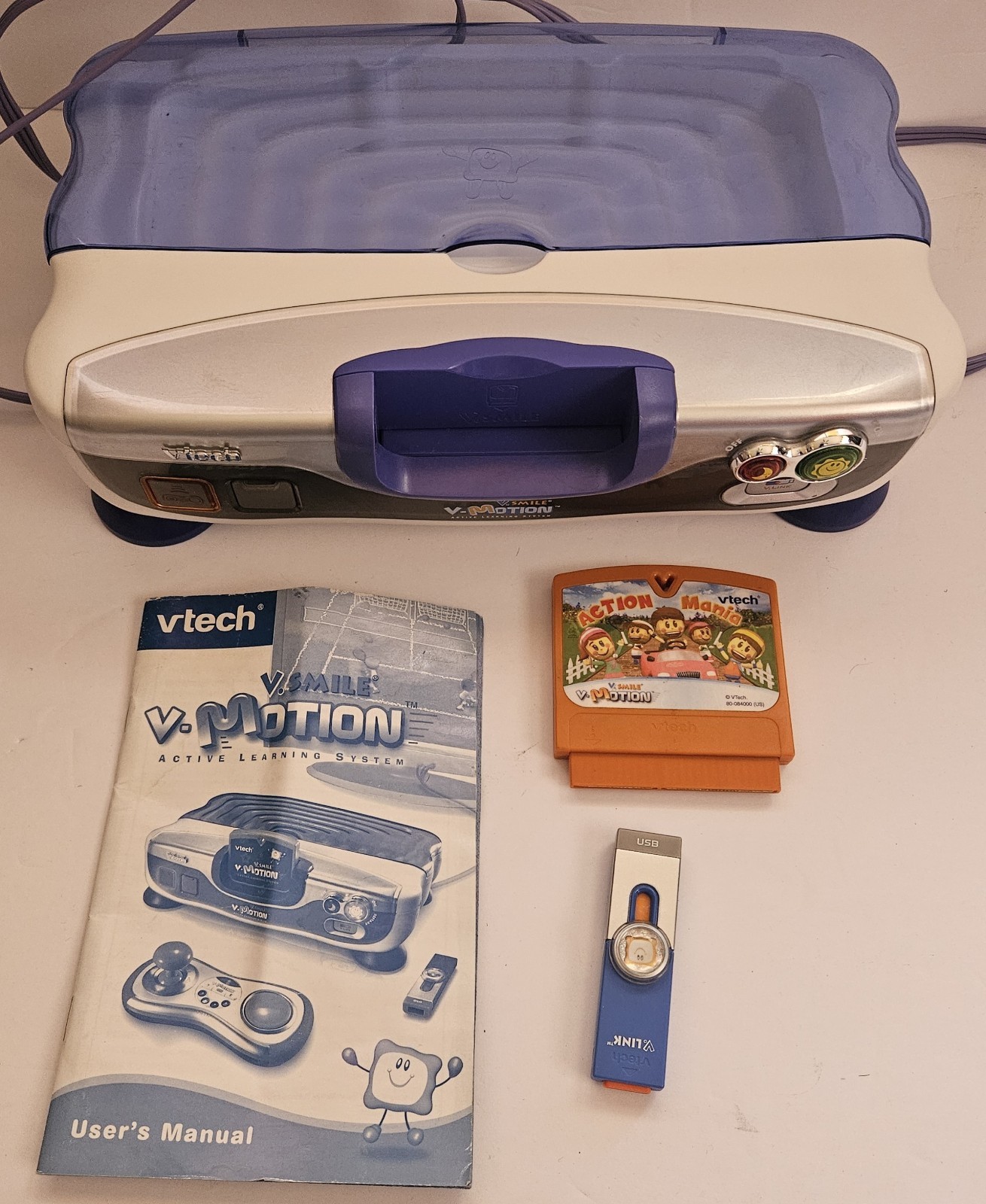Vtech V.Smile V-Motion Active Learning Sy Console, Game, Controllers All Working