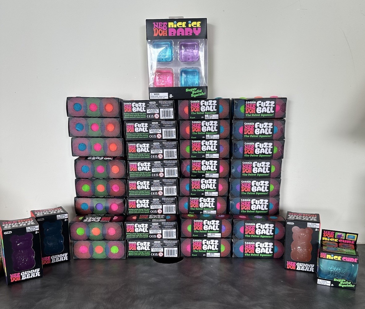 NeeDoh Mega Lot 45 New Teenie Fuzz Balls Nice Cube Ice Baby Gummy Bears