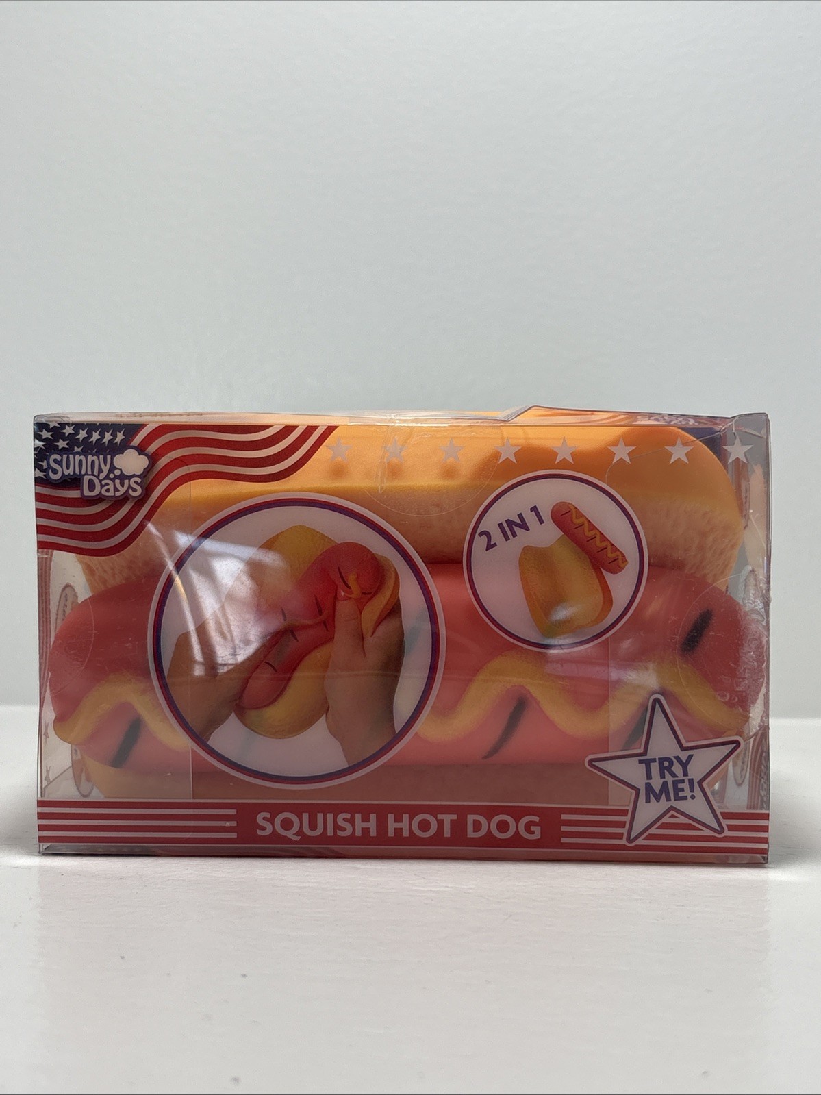TOYMENDOUS SUNNY DAYS SQUISH HOT DOG Viral Summer Squishy Toy 2026 4th Of July