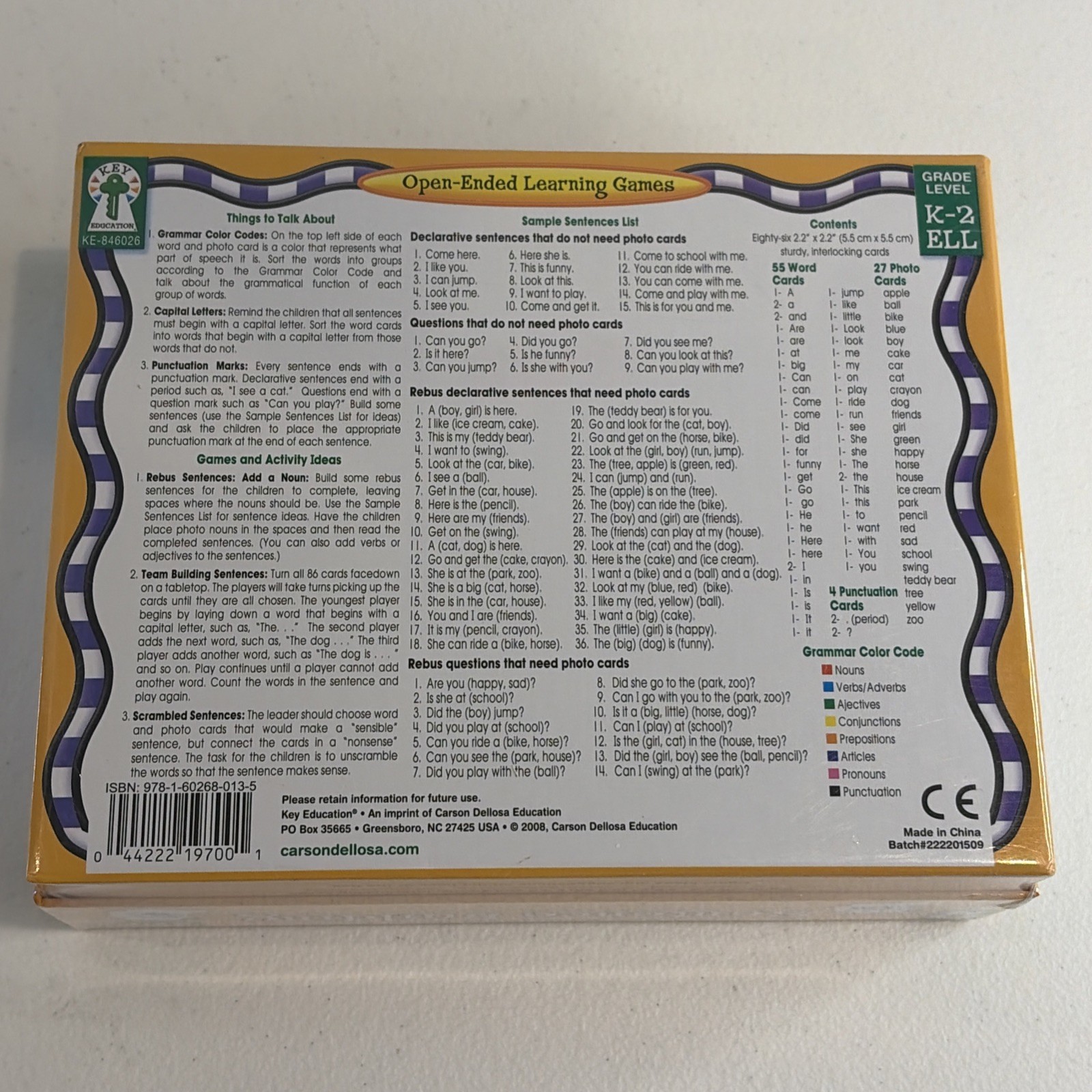 Key Education Sentence Building Grade Level K, 1, 2 Early Learning Homeschool