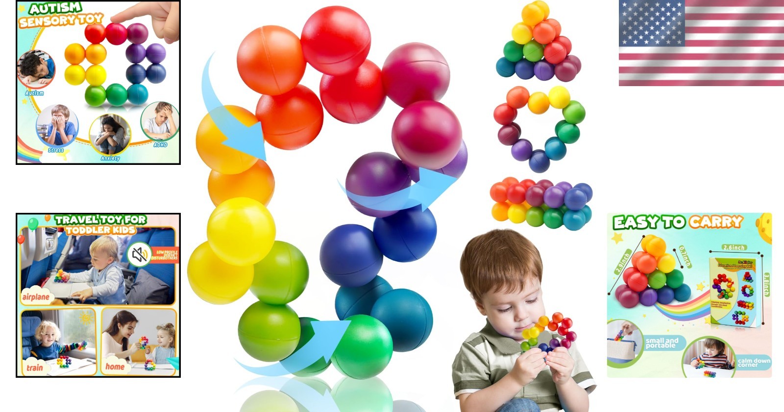 Endless Twisting Fun: Rainbow Sensory Ball for Creative Play & Relaxation
