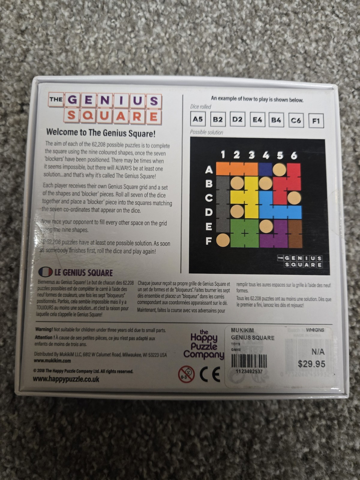“The Genius Square” Game of the Year Award Winner – Stem Puzzle SEALED