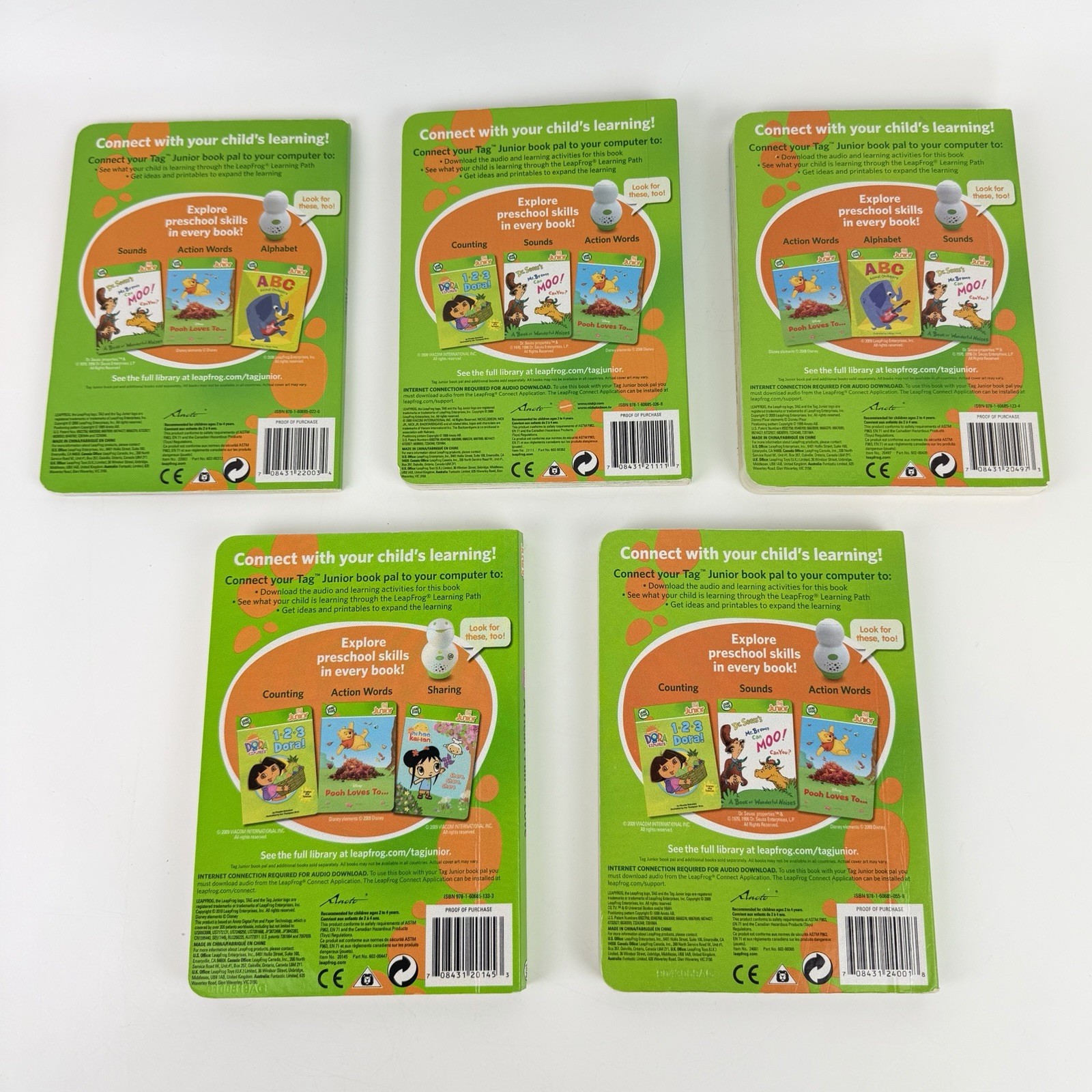 Leap Frog TAG Junior Reading System Kids + 5 Books with Reader & Tote Tested