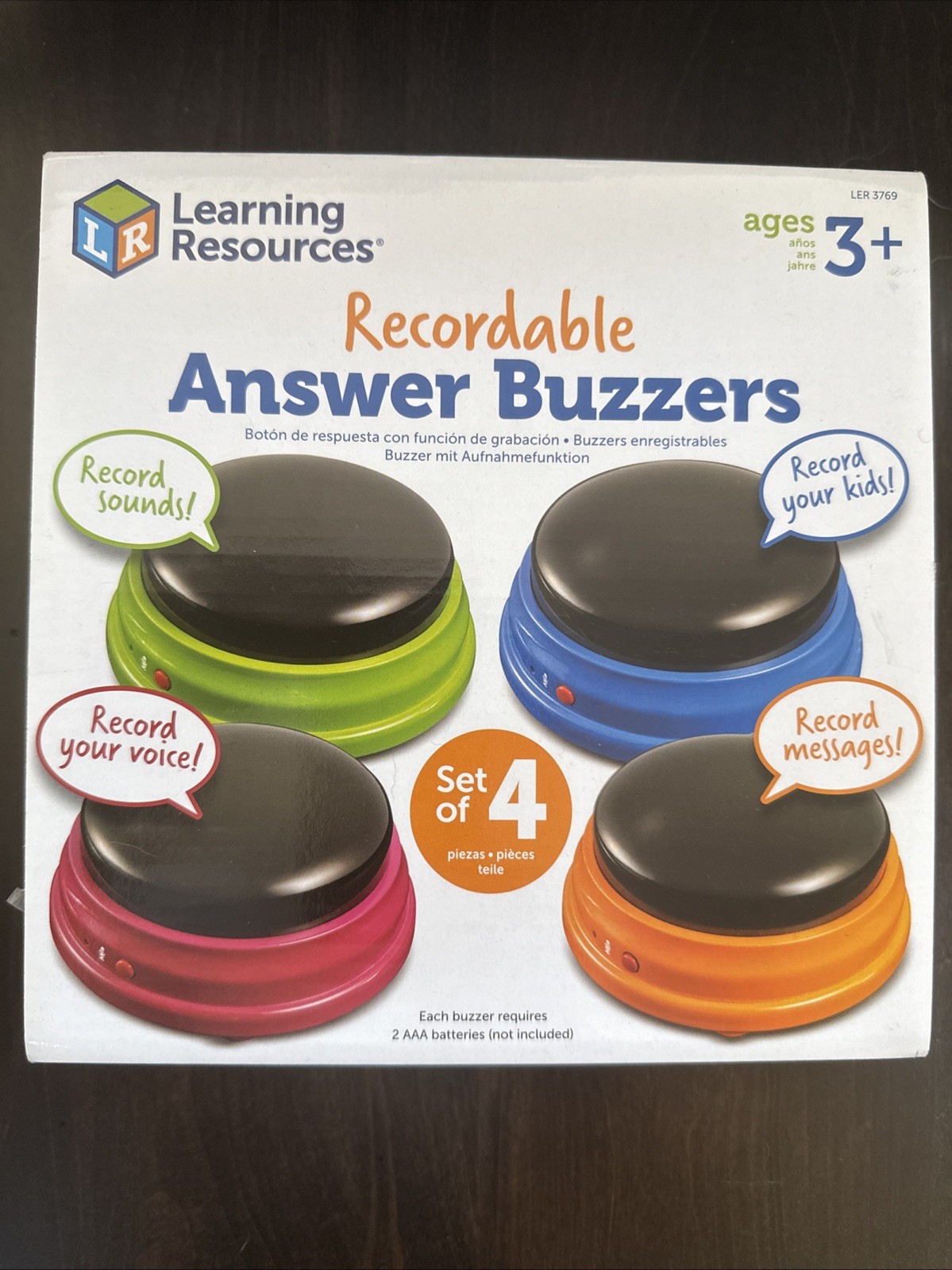 Learning Resources Recordable Answer Buzzers – Set of 4, Ages 3+ | Pre-K