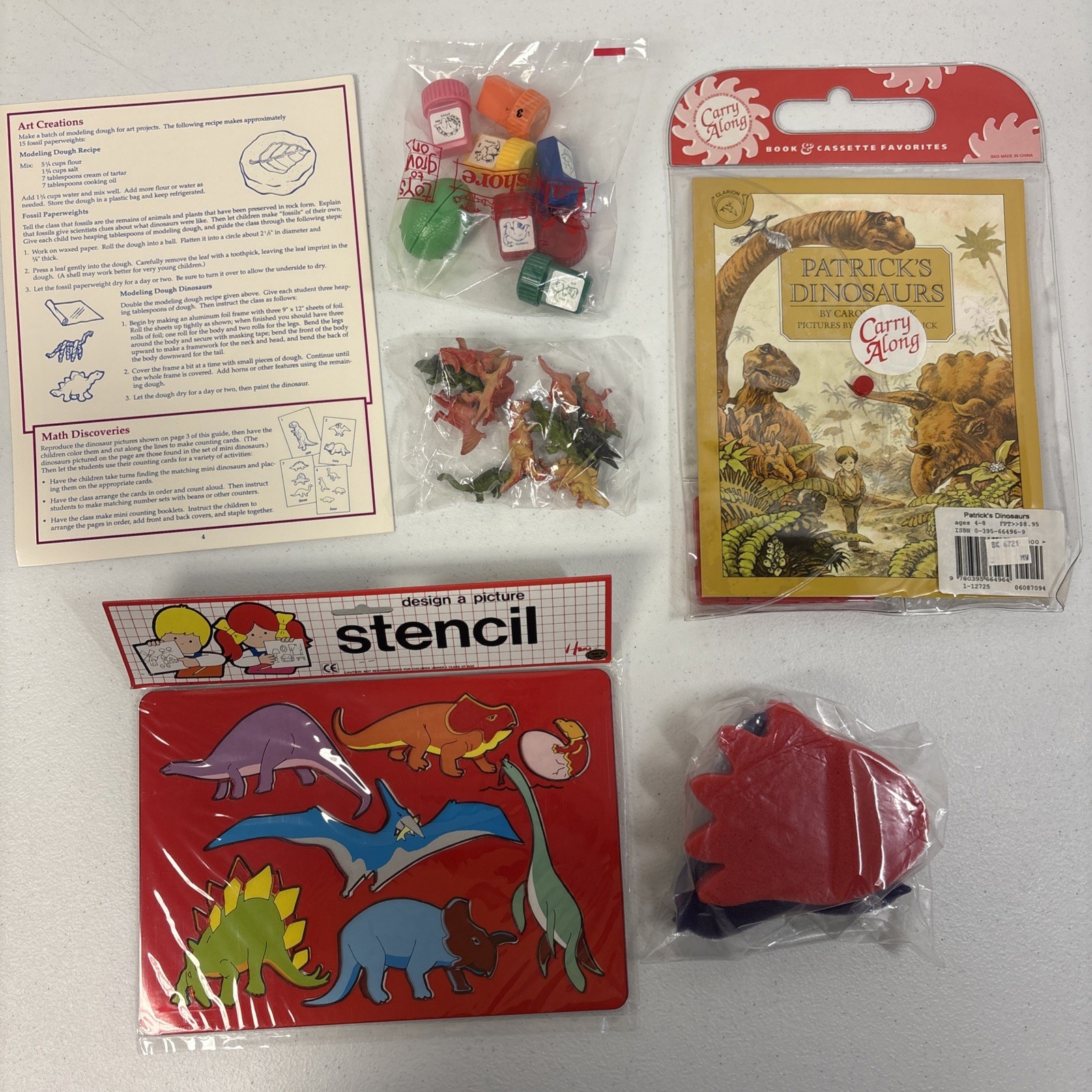 Lakeshore Learning Patrick’s Dinosaurs Carrick 1993 New Complete Kit Tape Crafts