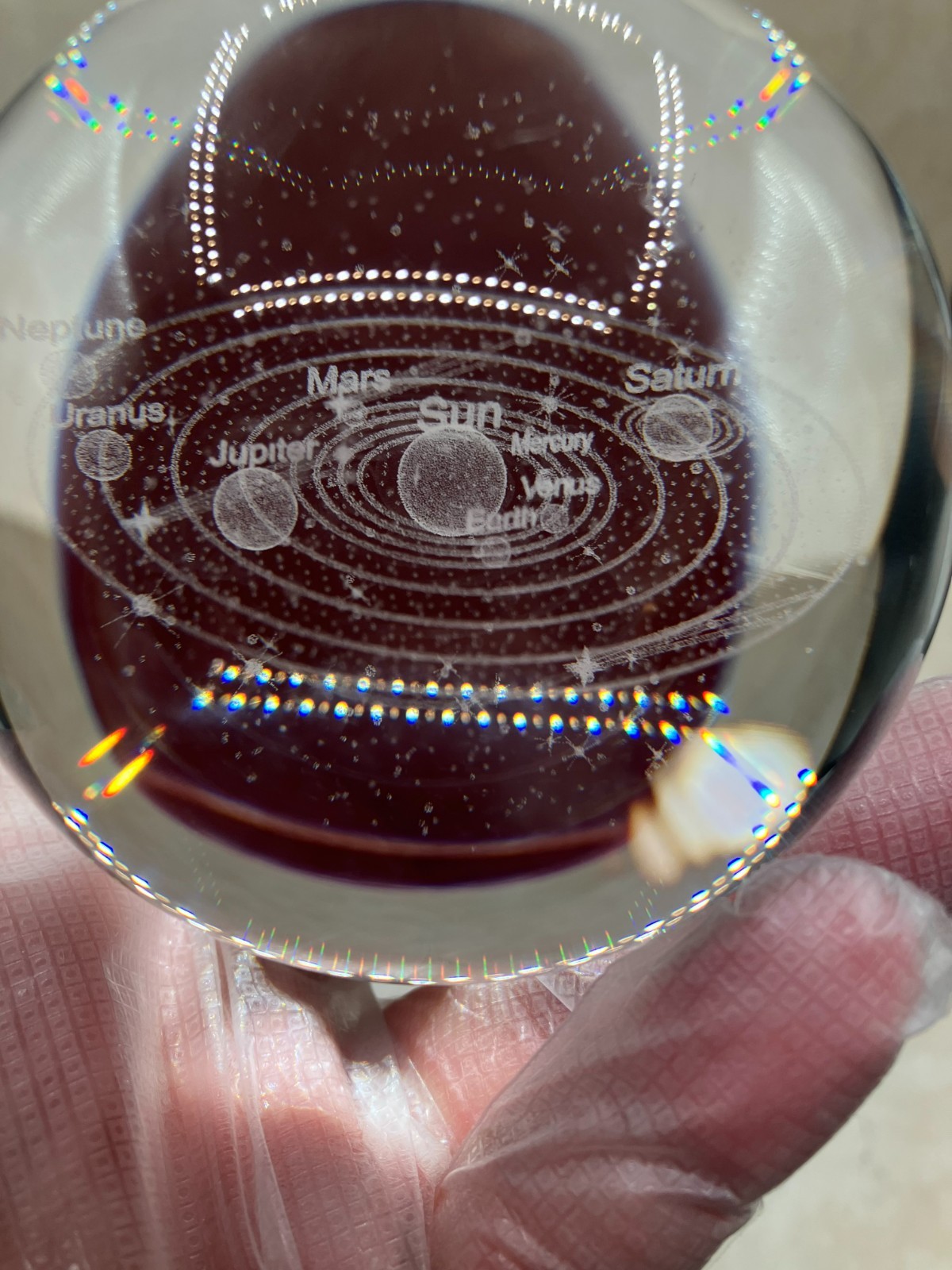 3D Solar System Crystal Ball Laser Planets Paperweight 3.5″