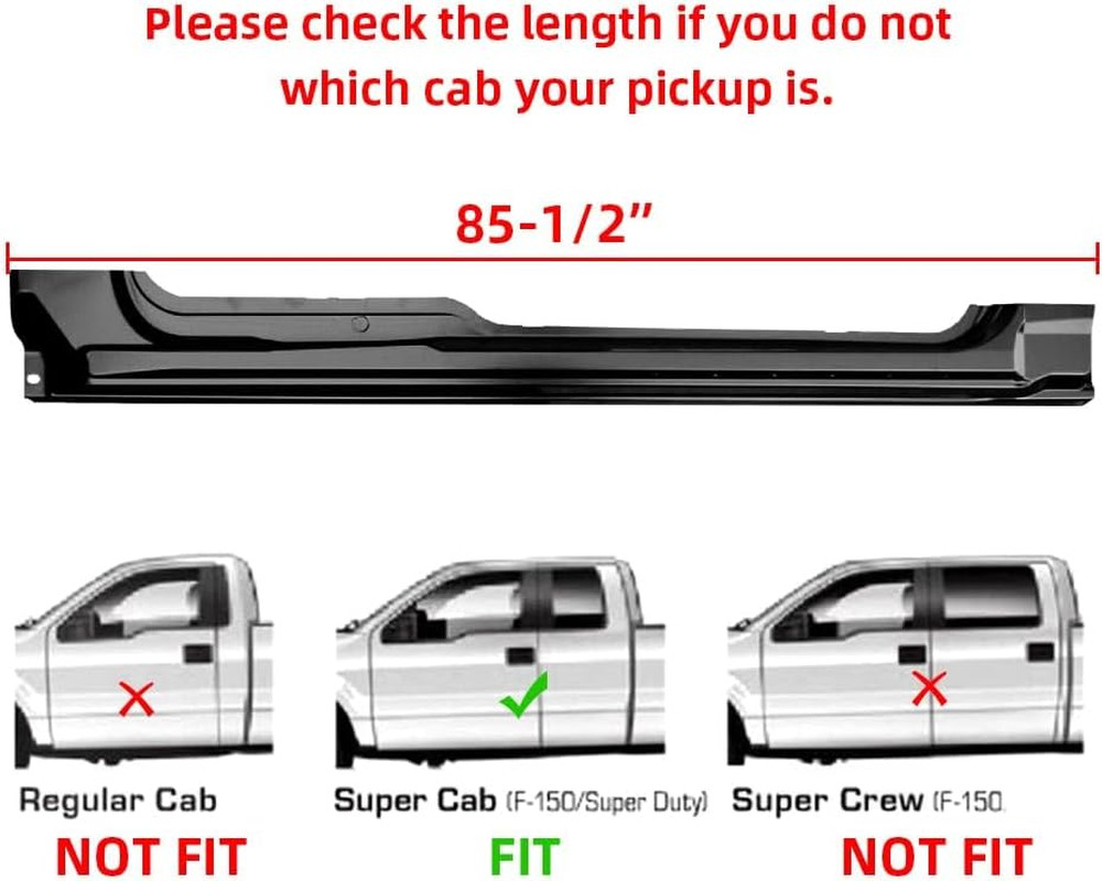 Rocker Panel Fit 2009-2014 Ford F150 Super Cab Extended Cab 85.5 Guard Plates