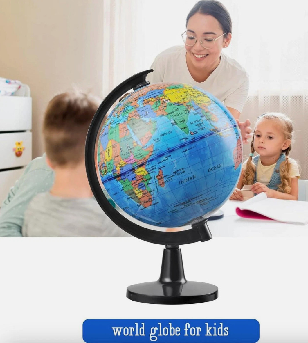 World Globe Earth Map Rotating Geography Ocean Classroom Learning Desktop