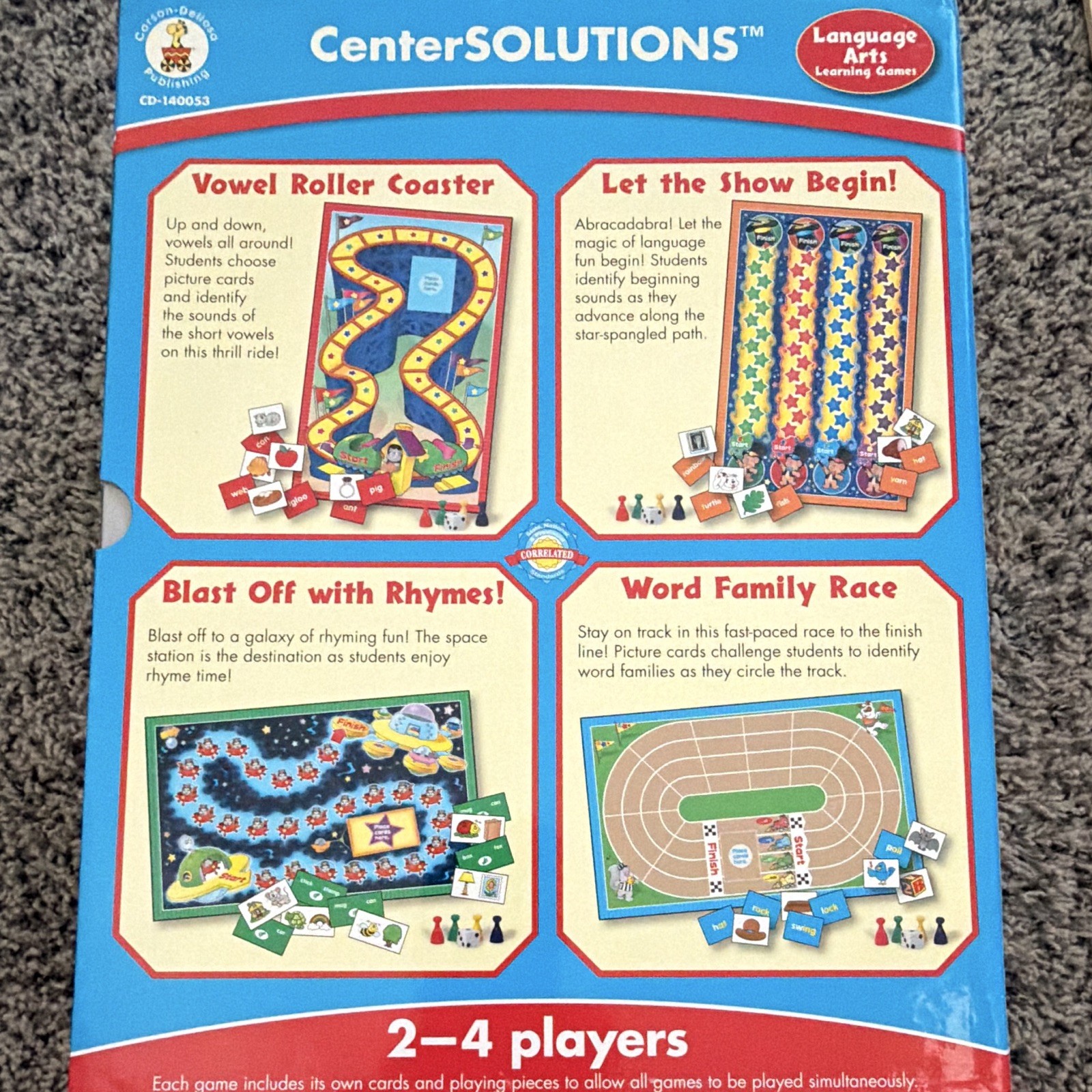 Carson-Dellosa CenterSOLUTIONS Grade K Language Arts Learning Games