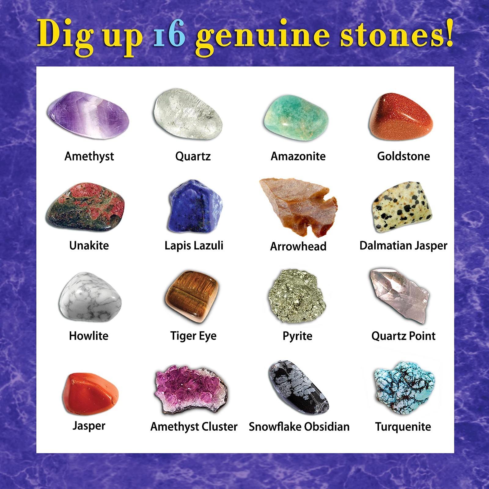 Gemstone Dig Kit – Excavate 16 Real Gems & Crystals, STEM Science Activity for K