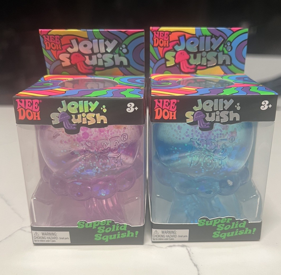 NeeDoh Jelly Squish Jelly Fish- Set of 2 colors purple, blue- RARE