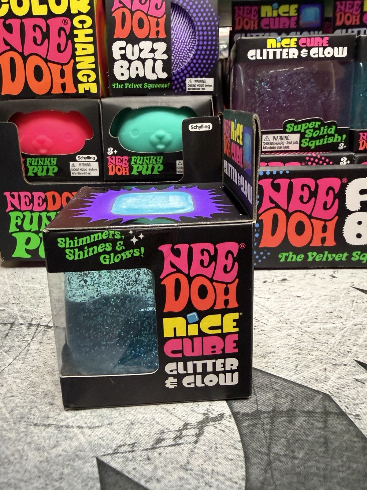 🔥Genuine NeeDoh Nice Cube Glitter & Glow Blue Squish! Same Day Ship ! US Seller