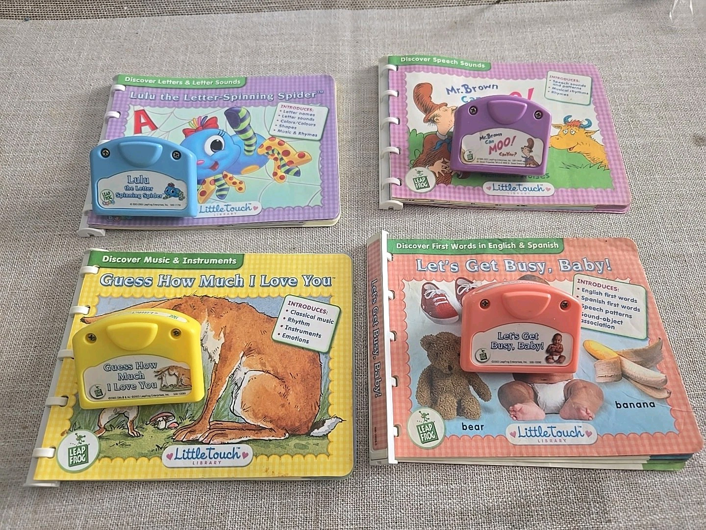 Leap Frog Little Touch Library Lot Of 4 Books & Cartridges Lulu Dr Seuss