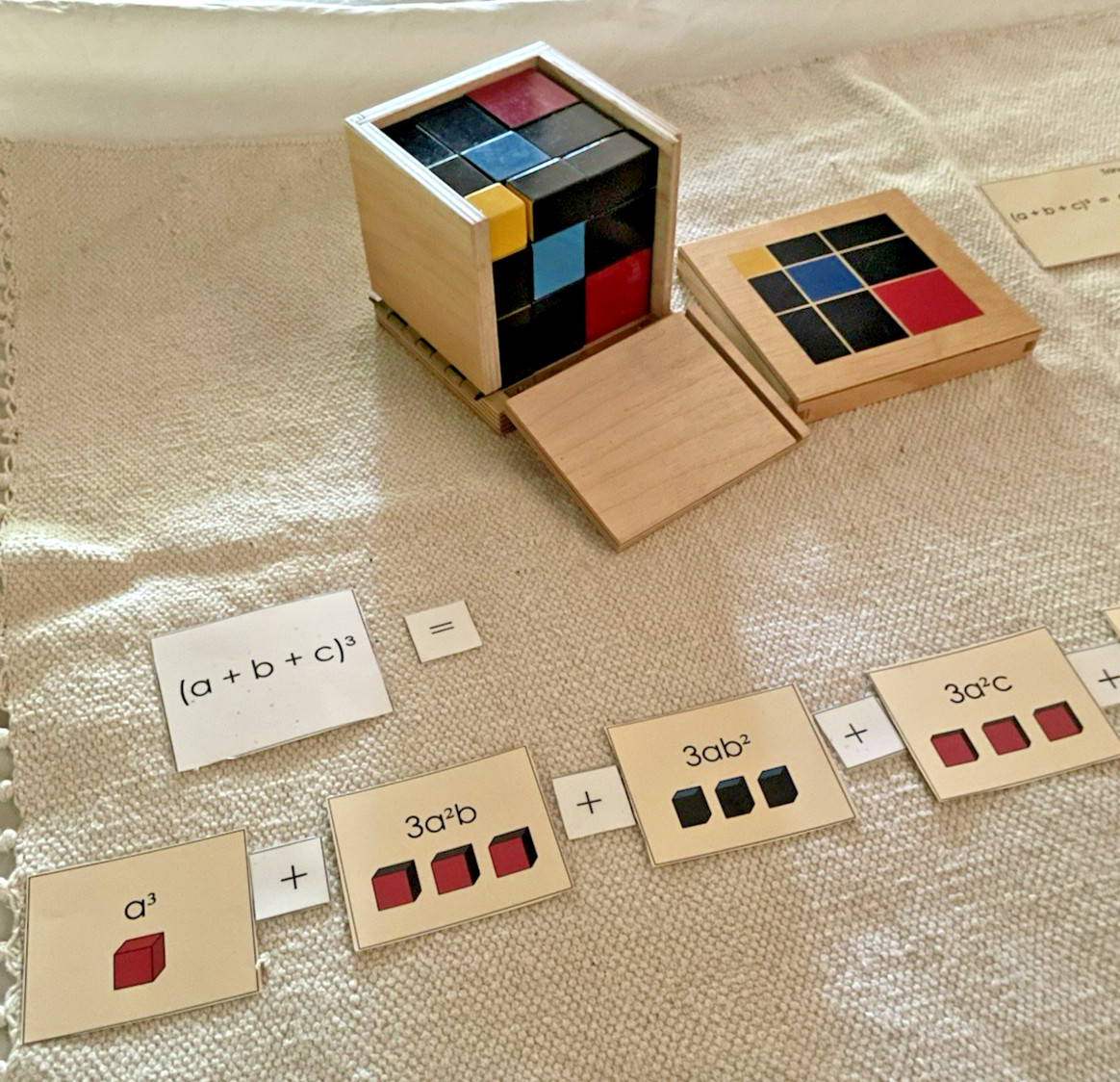 Montessori Trinomical Cube with Equation and Control Cards plus Work mat
