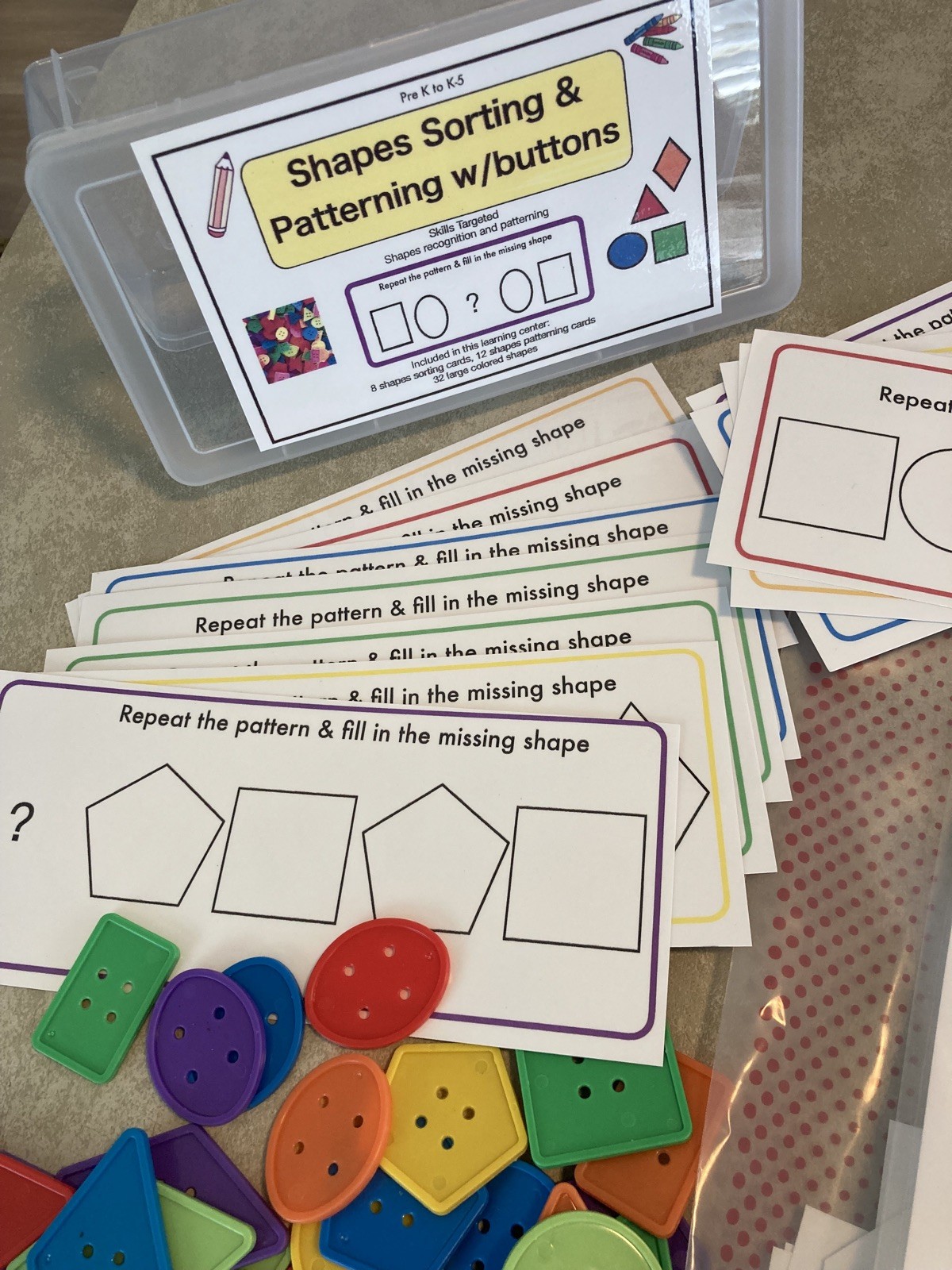 Color Sorting & Shapes Sorting Patterning w/Lakeshore Learning Bag * 2 sets