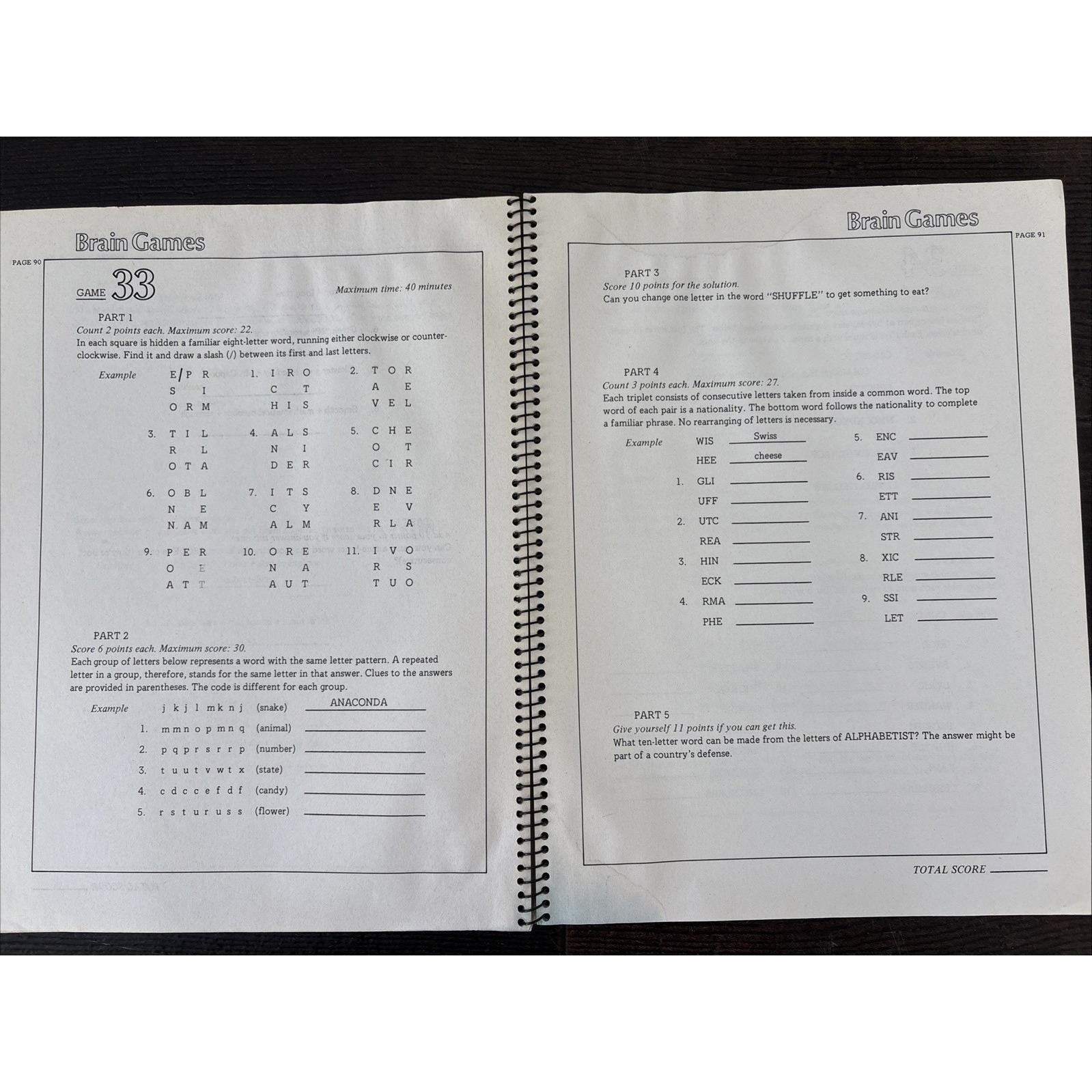 Brain Games Book by Wil Shortz Vintage 1979 70s 175 Mind Boggling Puzzles Speech