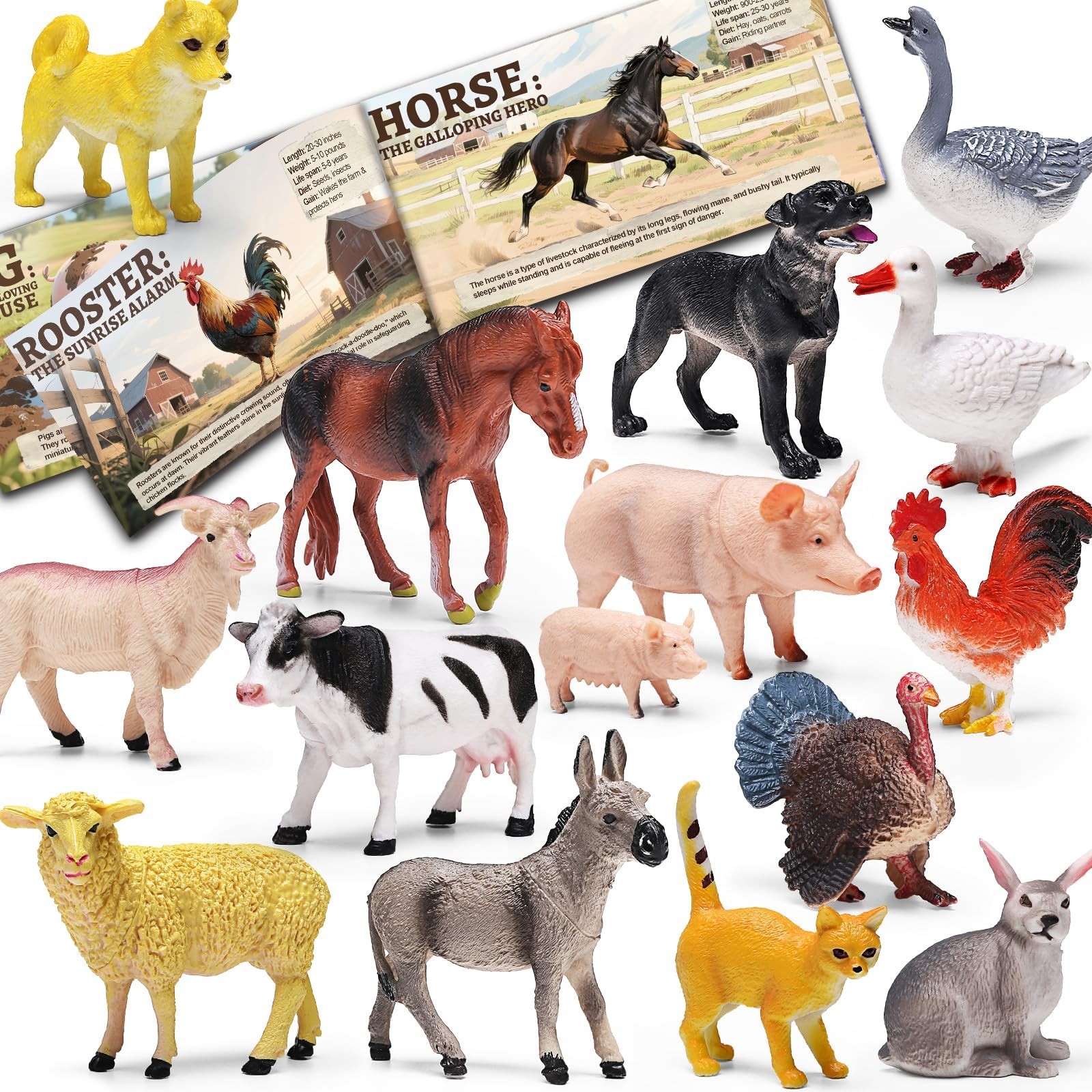 15 PCS Farm Animal Toy Set Educational Figures Booklet Gift Box Kids Playset