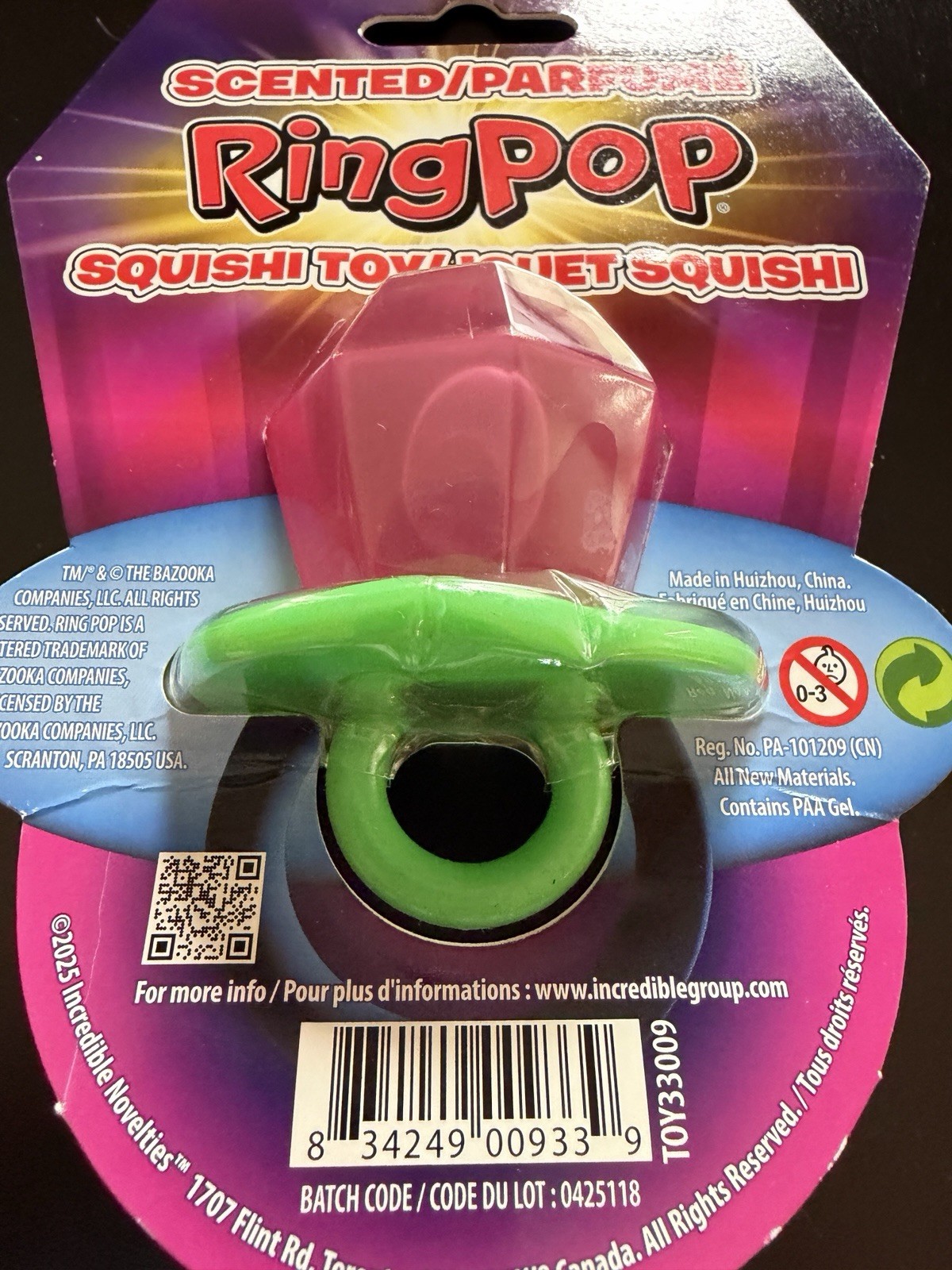New Squishy Sensory Toy Ring Pop Scented Squishi Squeeze Texture Green Pink