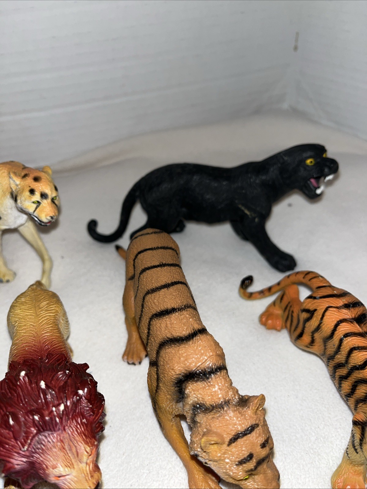 Realistic Wild Big Cat Figures Lion Tiger Cheetah Panther Lot Of 10 5”-7”
