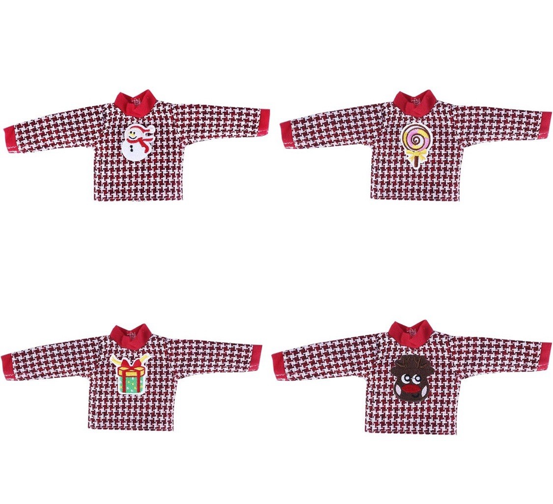 Santa Elf Christmas Sweater Set 1 Sweater with 8 Attachable Decals Snowman Bells