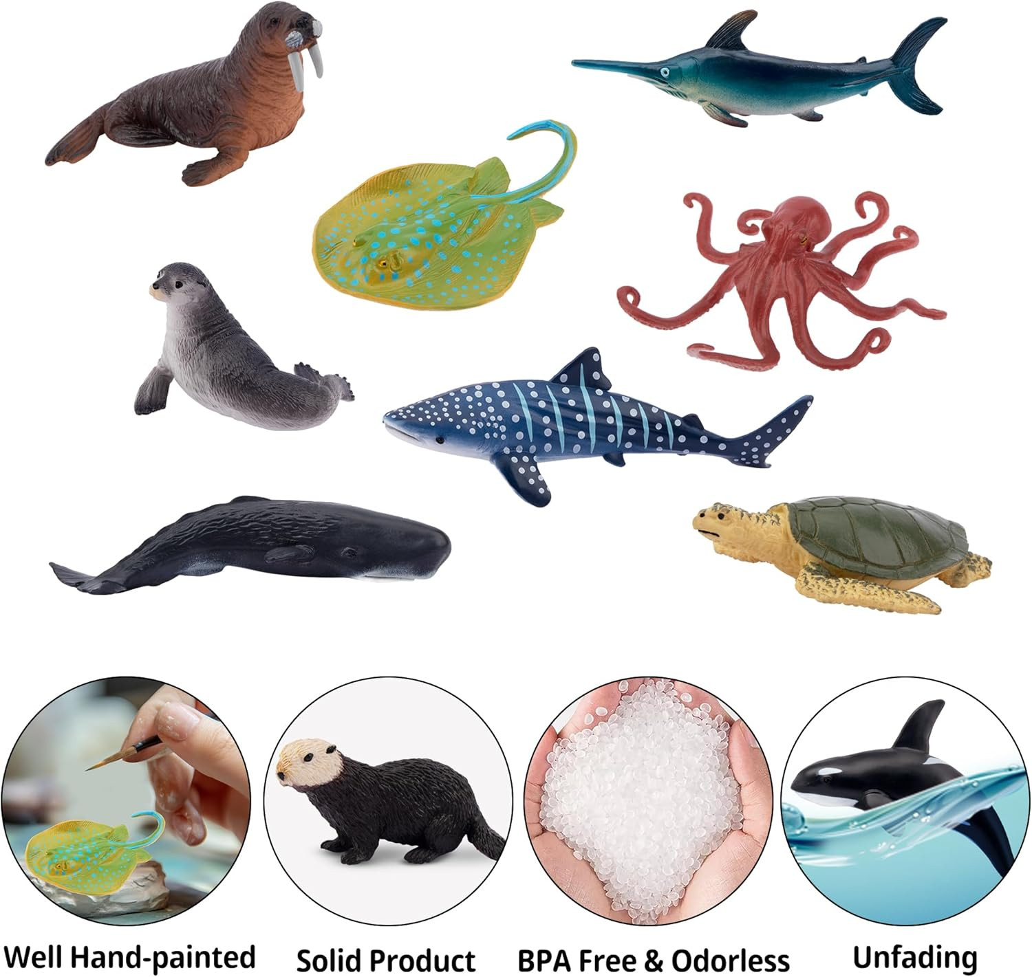 24Pcs Mini Ocean Animal Figurines: Realistic Cake Toppers with Sharks, Whales &