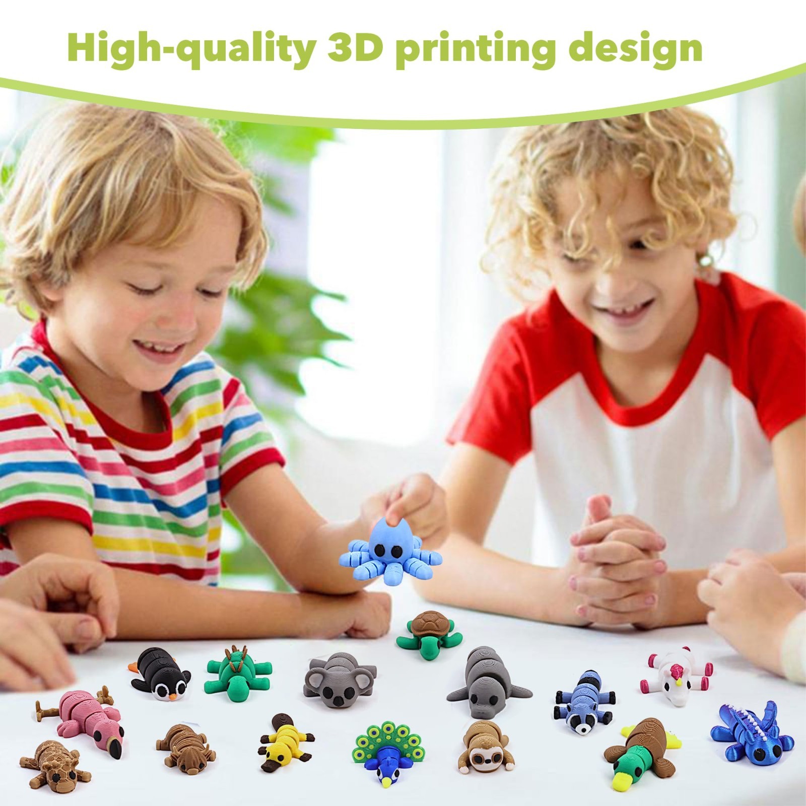 40 PCS 3D Printed Animal Figurines – Articulated Fidget Toys & Desk Decor, Party