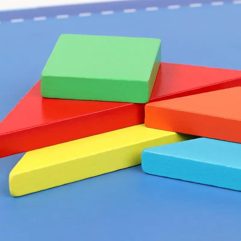 Magnetic Fractions Demonstration Book & Magnetic Wooden Tangram Block Puzzle Kit