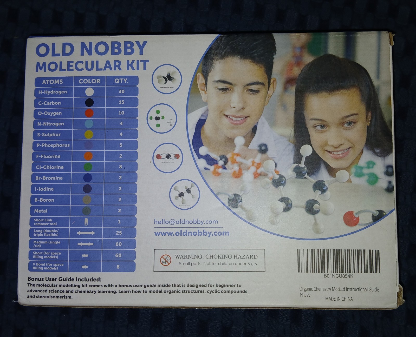 Old Nobby Molecular Kit 239 Pieces w/ Instruction Guide, Ages 4-11 Years