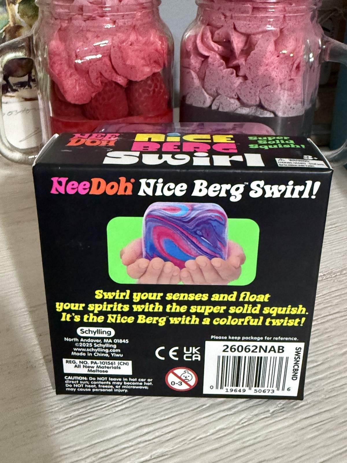 NeeDoh Nice Berg Swirl XL Giant Nee Doh Squishy Swirl Cube Purple Pink Blue