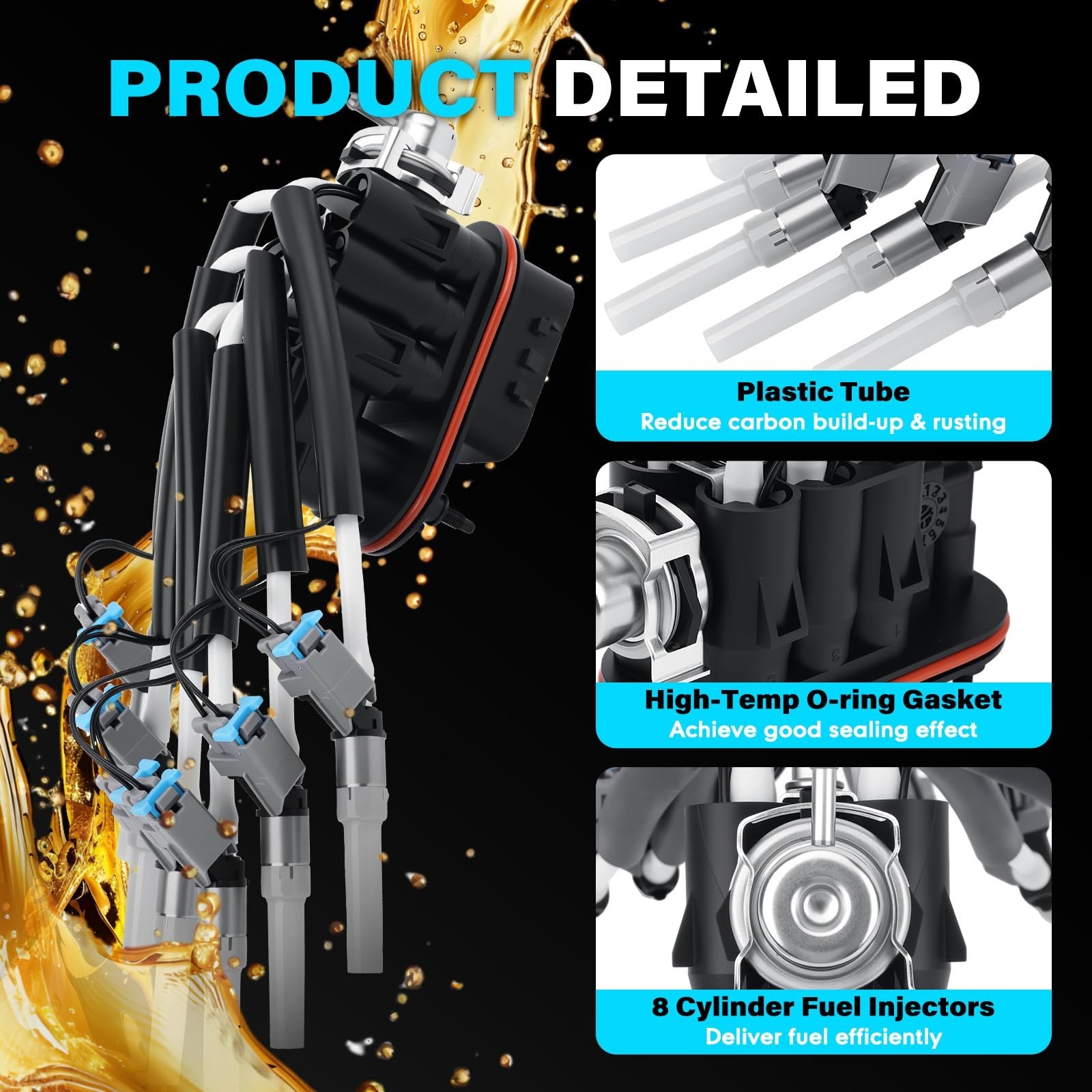 FJ503 Spider Fuel Injectors Assembly with Bracket Compatible with V6 4.3L GMC…
