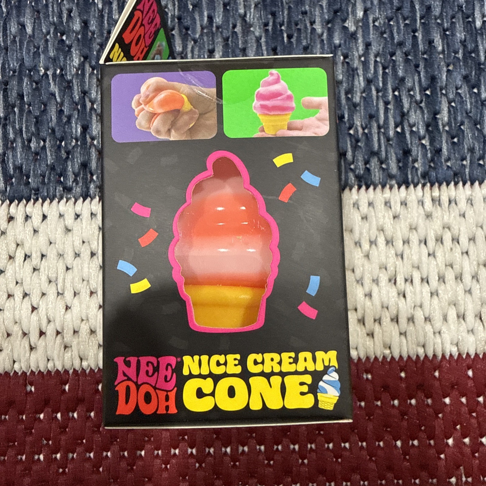 Nee Doh Nice Ice Cream Cone Creamy Smooth Squish Squeeze Ball Orange