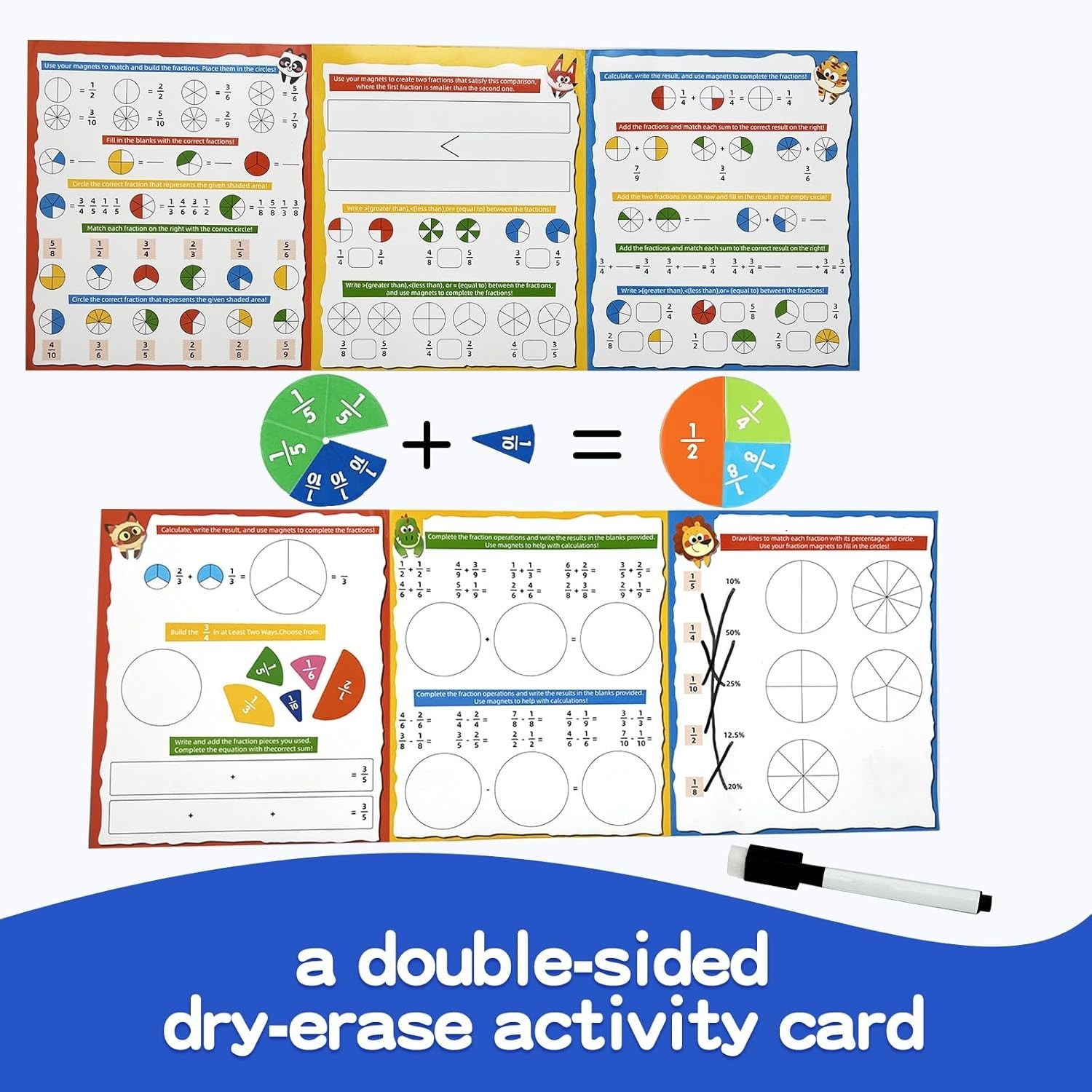 Magnetic Fraction Tiles & Circles Set with Dry Erase Board – Montessori Math …