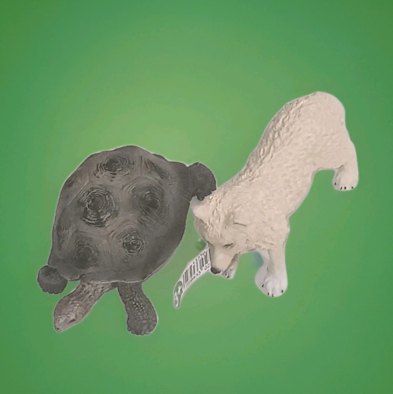 2 Schleich Giant Tortoise Wild Life ’08 & White Wolf Toy Figures Diorama Animals