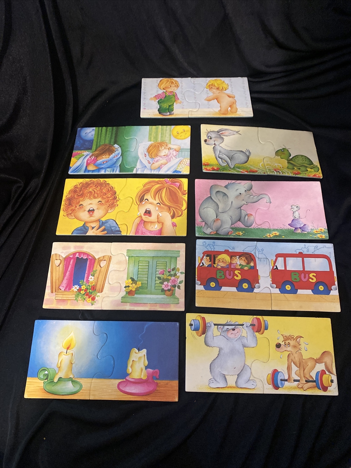 Vintage Oppsites Matching Game 1990 Diset Two Pc Puzzles (9 Sets)