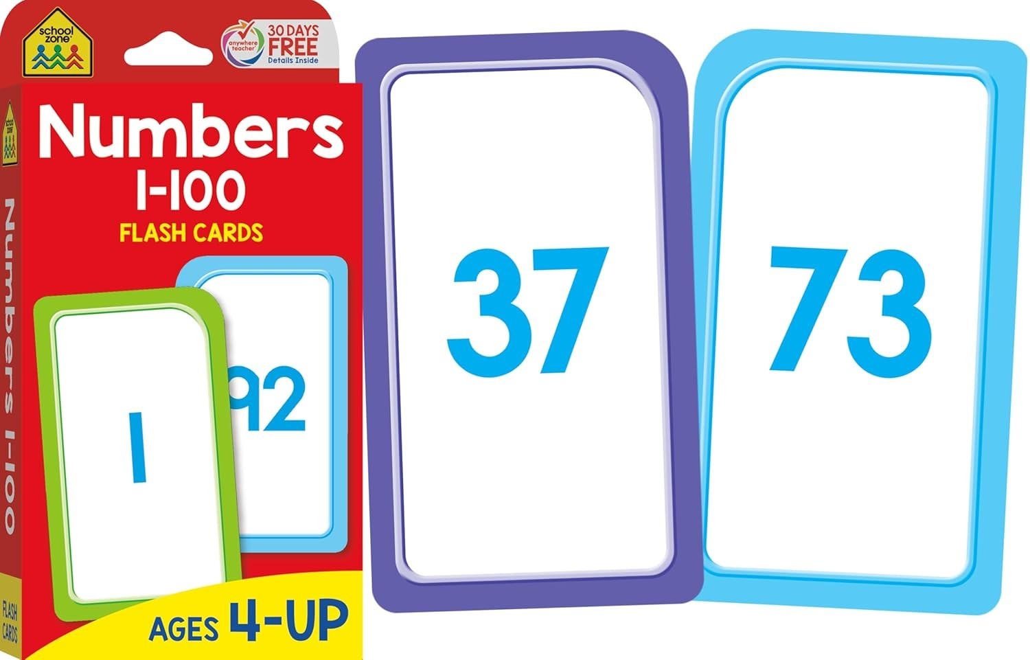 Math Flash Cards Addition Subtraction Numbers 1 to 100 4 pack 1st 2nd Grade Kids