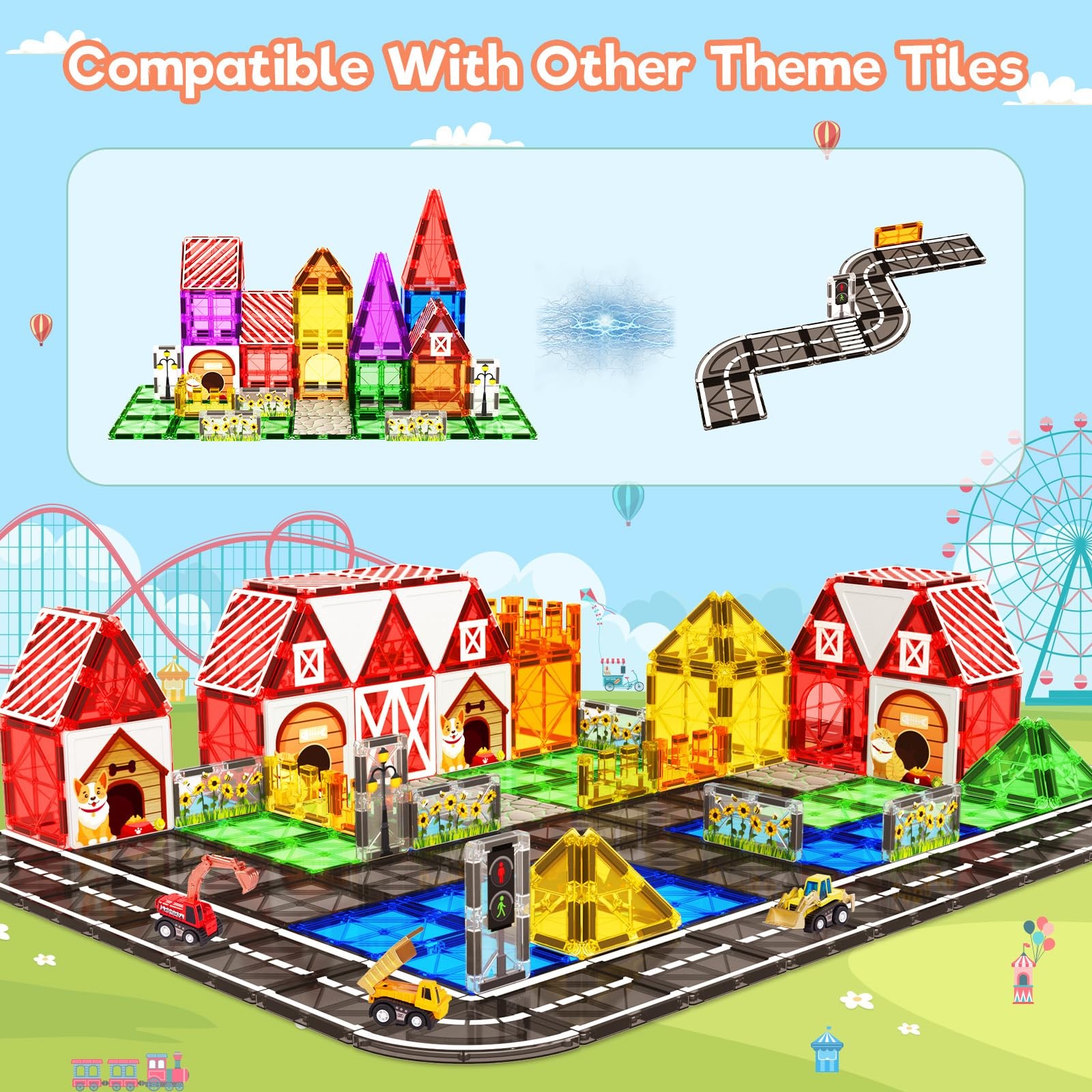 Magnetic Tiles Toddler Toys Garden Farm Animal Set, Magnetic Blocks Montessori S