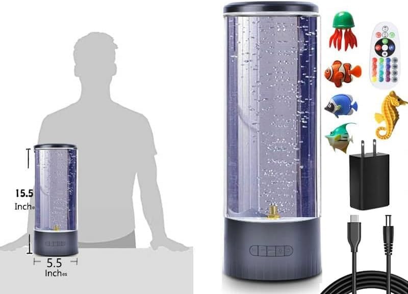 Sensory Bubble Tube Table Lamp – Extra Large 5.5-Inch Diameter, Calming