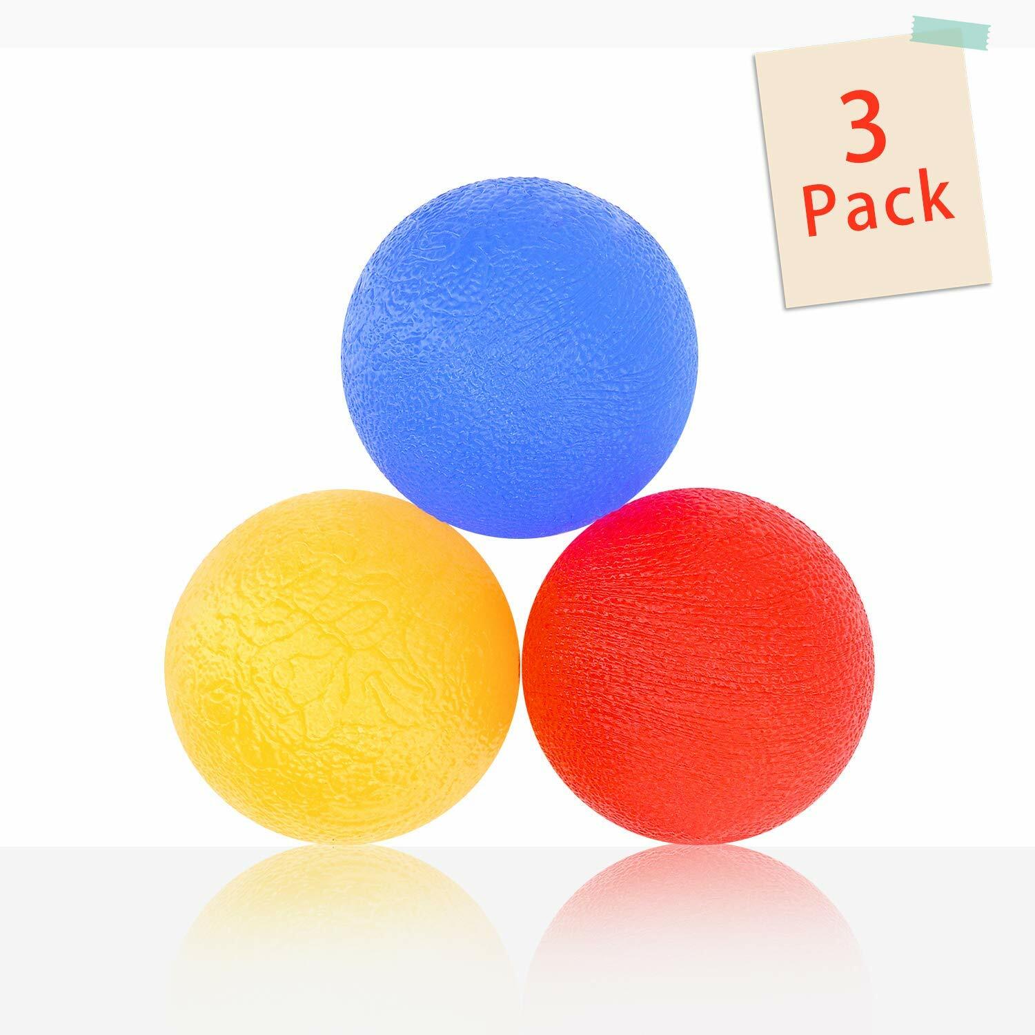3 Pack Stress Relief Gel Squeeze Ball Exercise Finger Hand Grip Physical Therapy